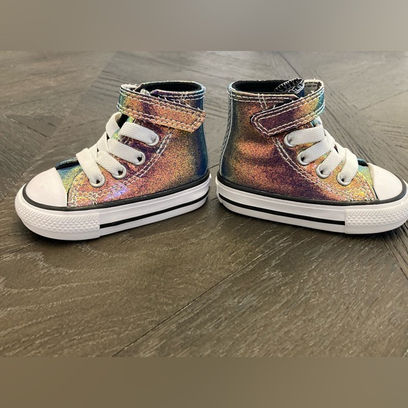 Baby Infant Converse Holographic Multicolor Slip On High Top Sneakers Size 2 - Picture 3 of 7